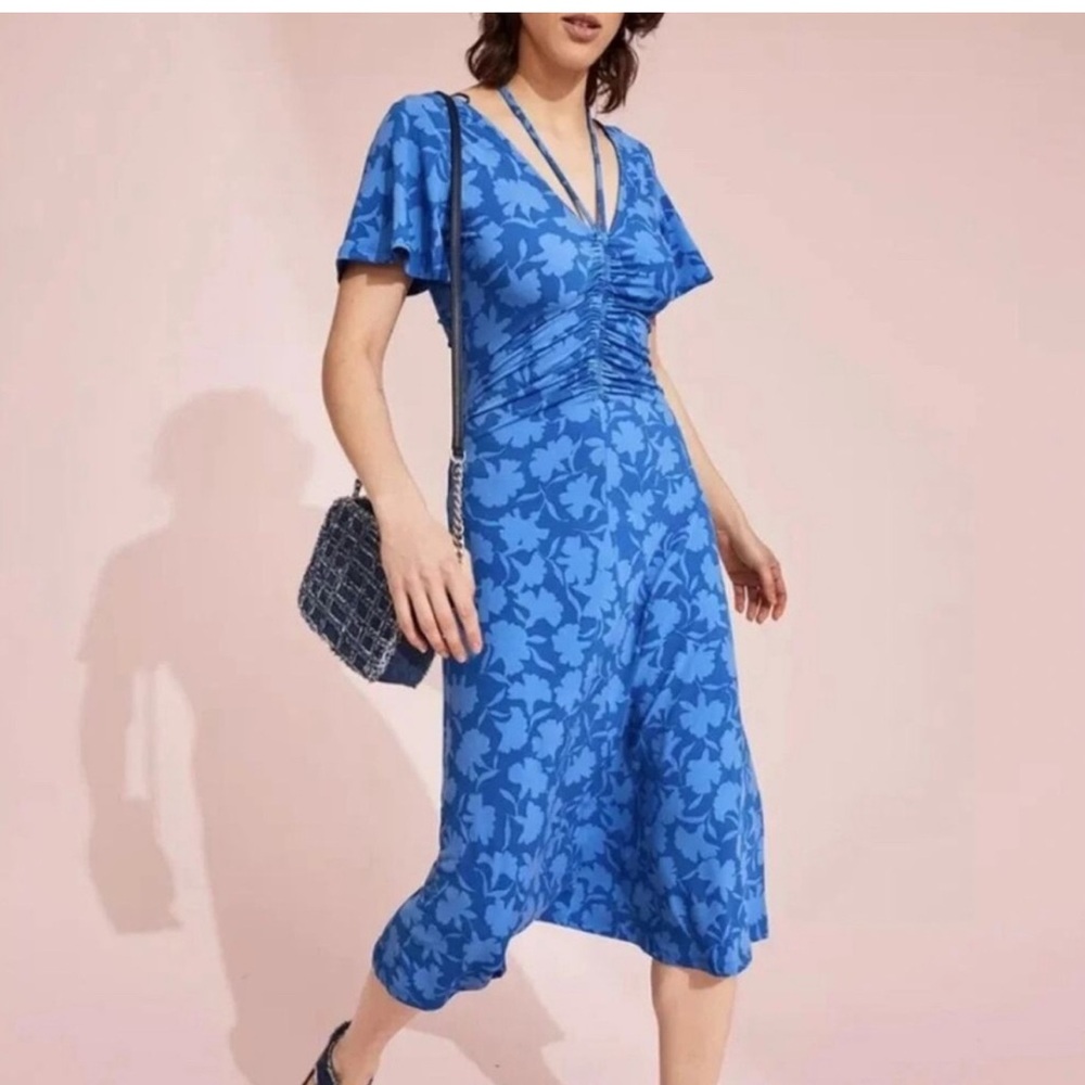 Michael Kors Floral Blue Midi Dress 0X-NWT